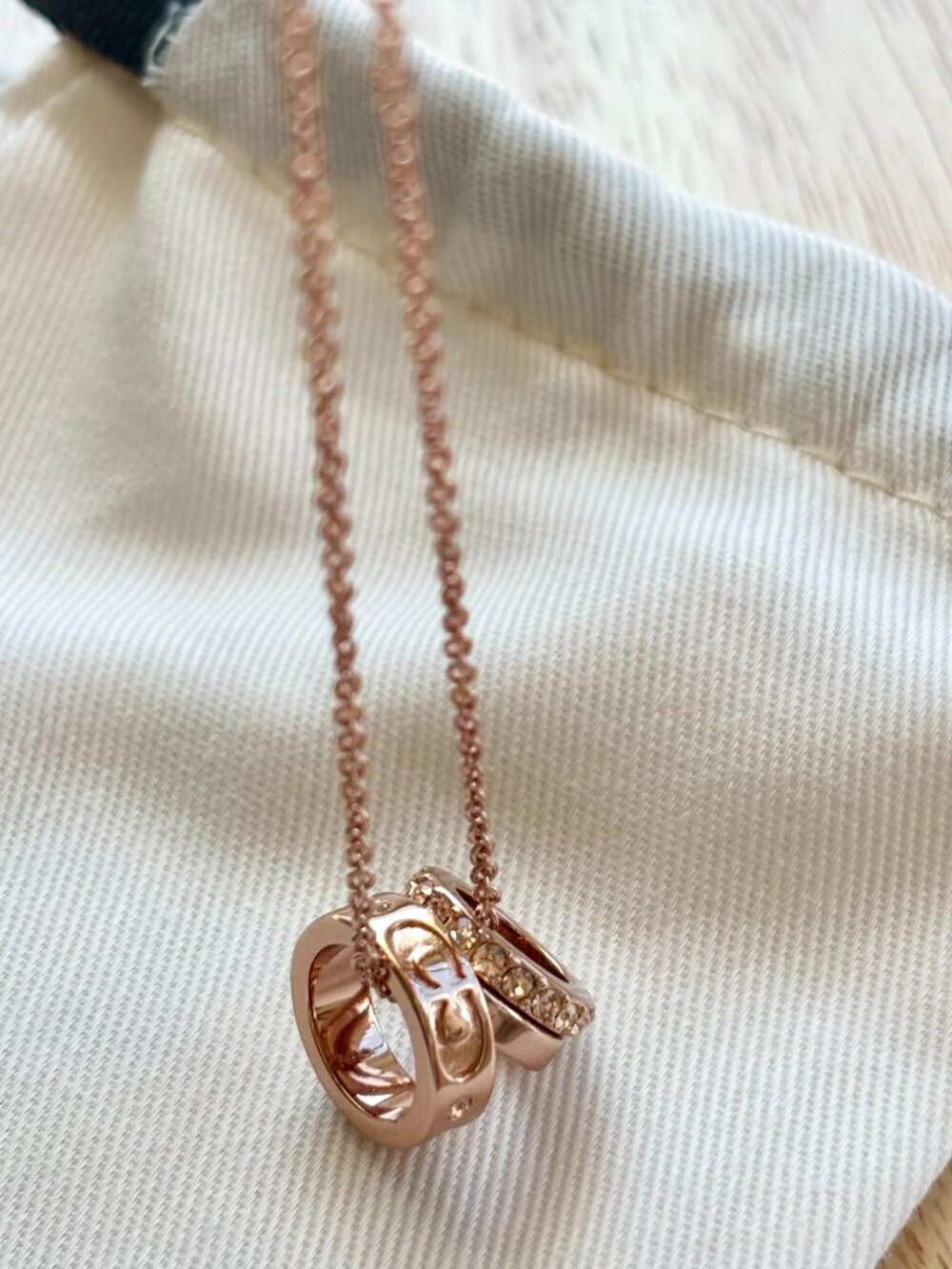 New Coach Signature Rondell Necklace in Rose Gold